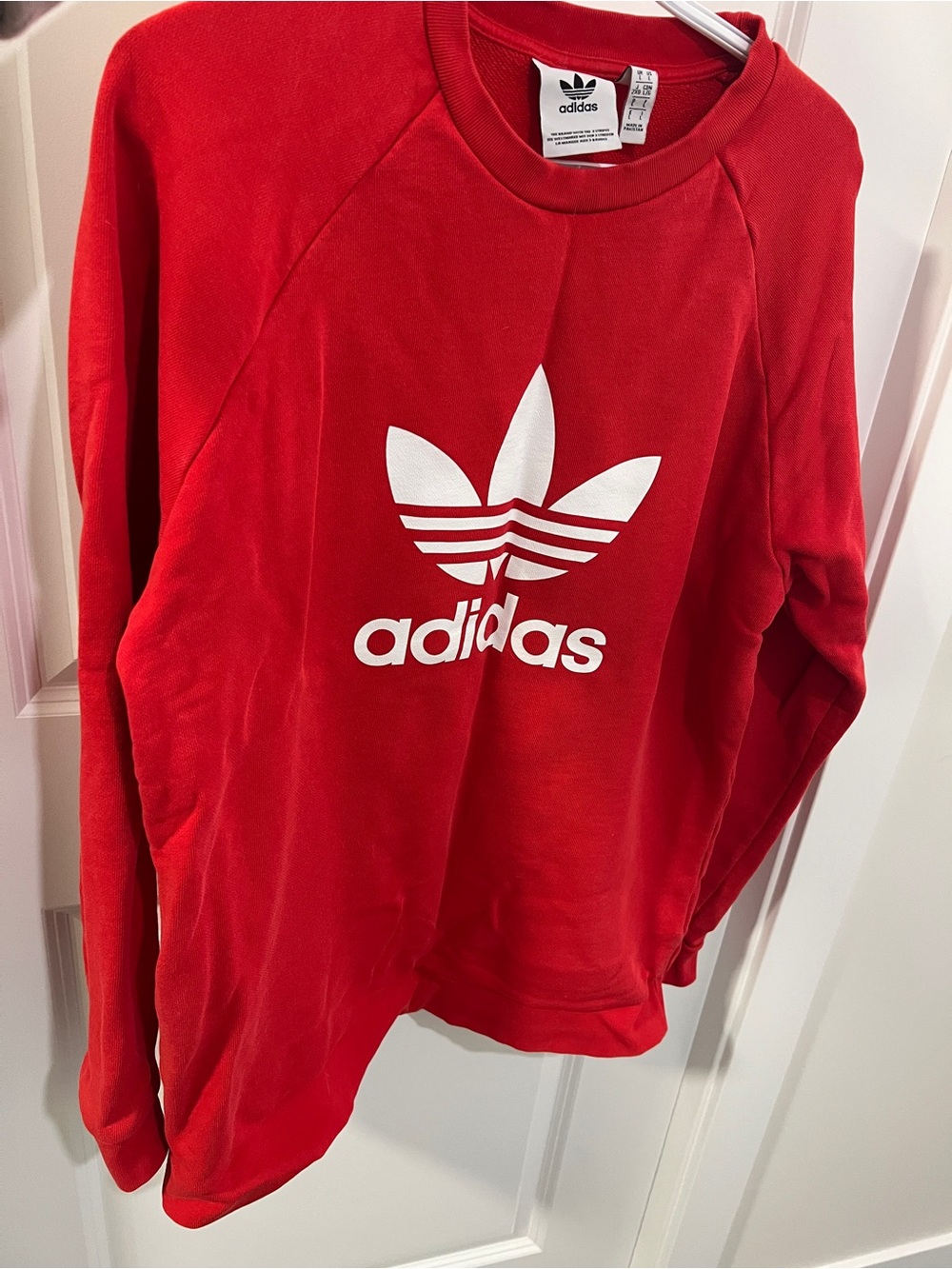 adidas Red Crewneck Sweatshirt with White Trefoil Logo